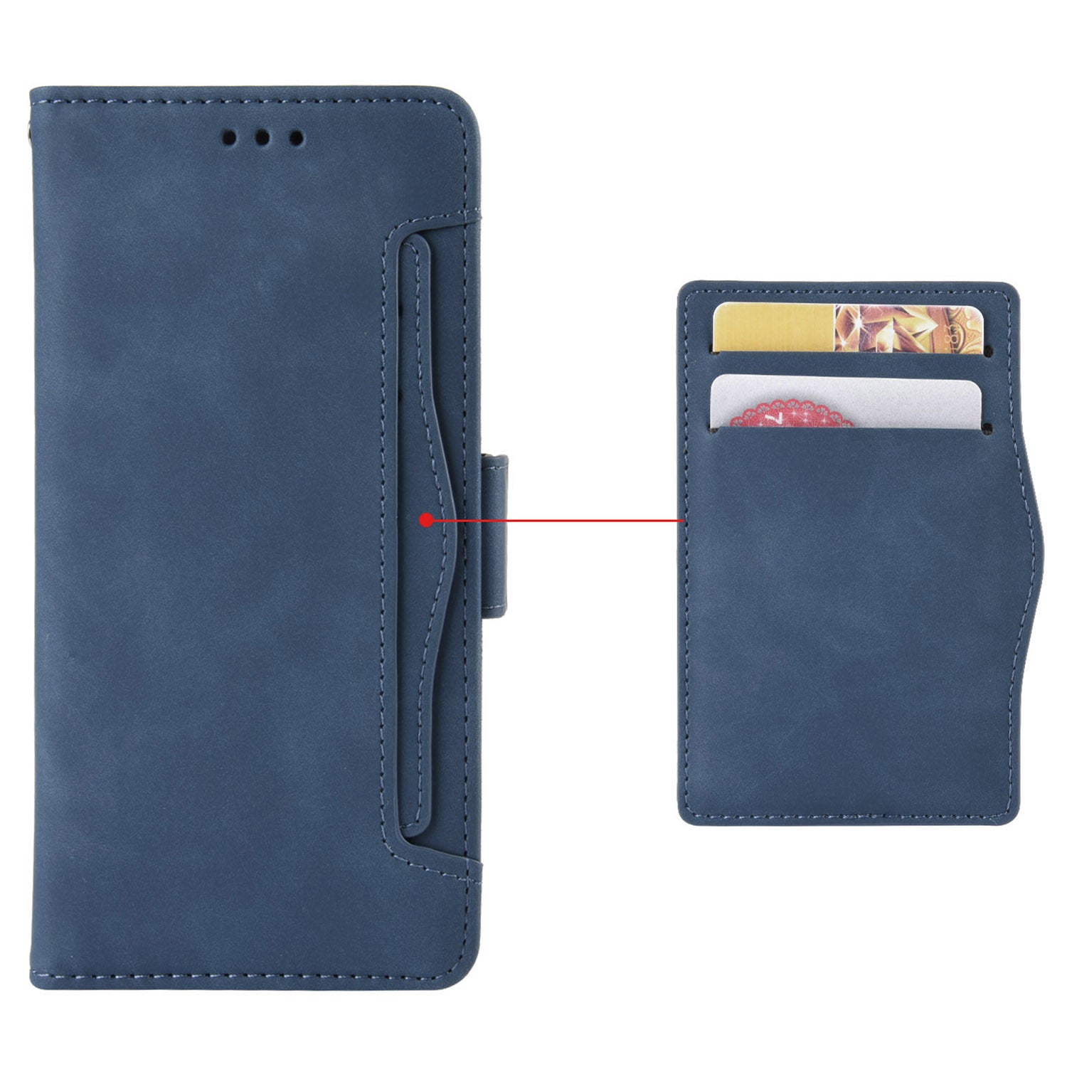For Honor Play 50 Plus 5G / Play 8T 5G / X7b 4G / X7b 5G / 90 Smart Wallet Case Viewing Stand Card Holder Phone Cover - Blue