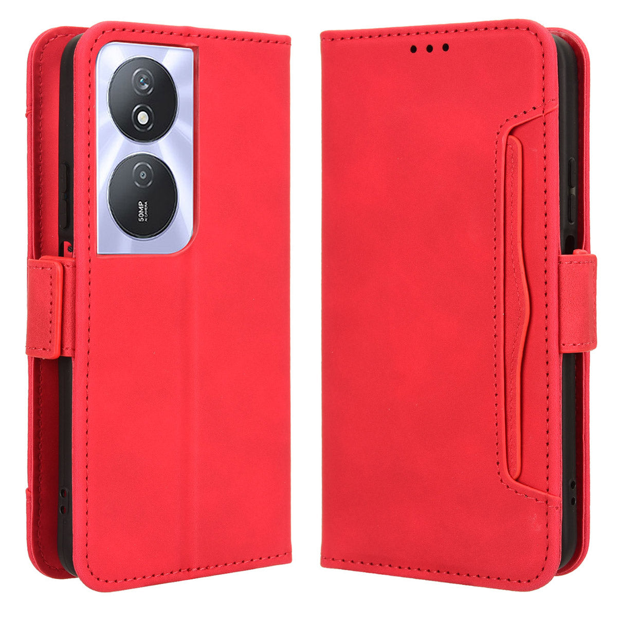 For Honor Play 50 Plus 5G / Play 8T 5G / X7b 4G / X7b 5G / 90 Smart Wallet Case Viewing Stand Card Holder Phone Cover - Blue