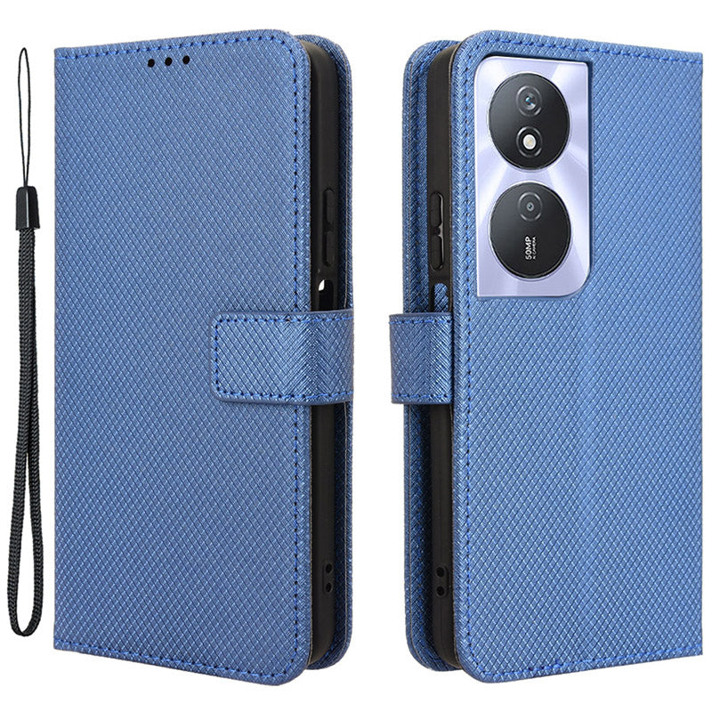 For Honor Play 50 Plus 5G / Play 8T 5G / X7b 4G / X7b 5G / 90 Smart Case Diamond Texture Leather Phone Cover with Wallet - Blue