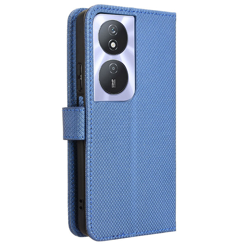 For Honor Play 50 Plus 5G / Play 8T 5G / X7b 4G / X7b 5G / 90 Smart Case Diamond Texture Leather Phone Cover with Wallet - Blue