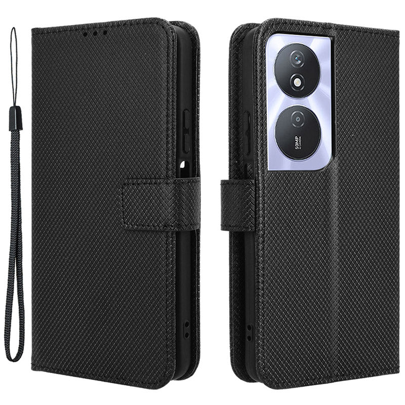 For Honor Play 50 Plus 5G / Play 8T 5G / X7b 4G / X7b 5G / 90 Smart Case Diamond Texture Leather Phone Cover with Wallet - Blue