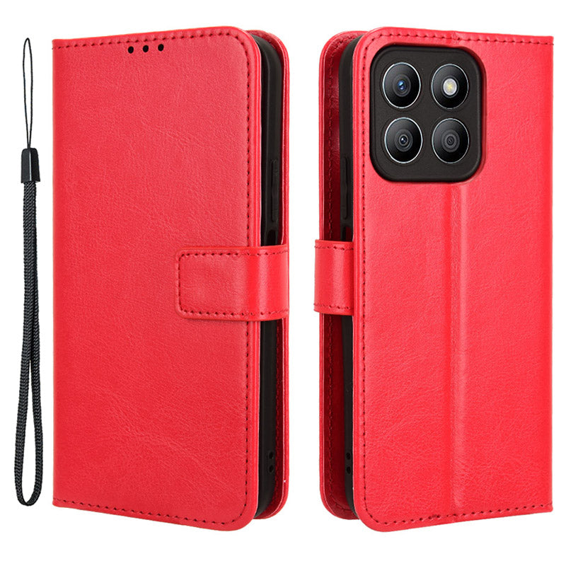 For Honor X8b 4G Cell Phone Case Magnetic Clasp Leather Protective Cover with Wallet Stand - Brown