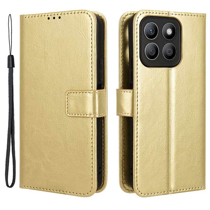 For Honor X8b 4G Cell Phone Case Magnetic Clasp Leather Protective Cover with Wallet Stand - Brown