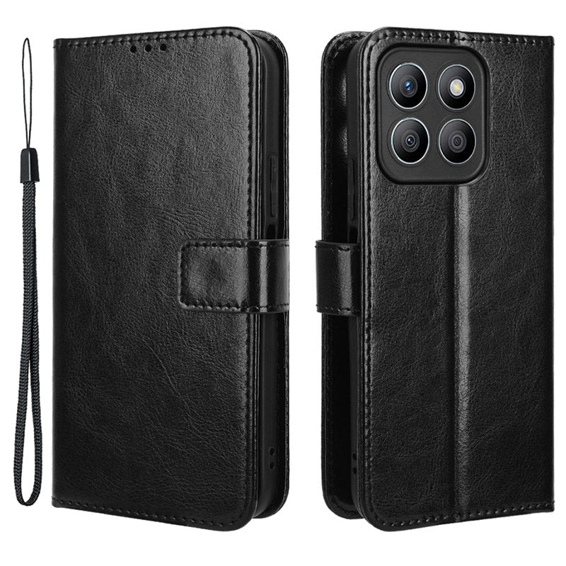 For Honor X8b 4G Cell Phone Case Magnetic Clasp Leather Protective Cover with Wallet Stand - Brown