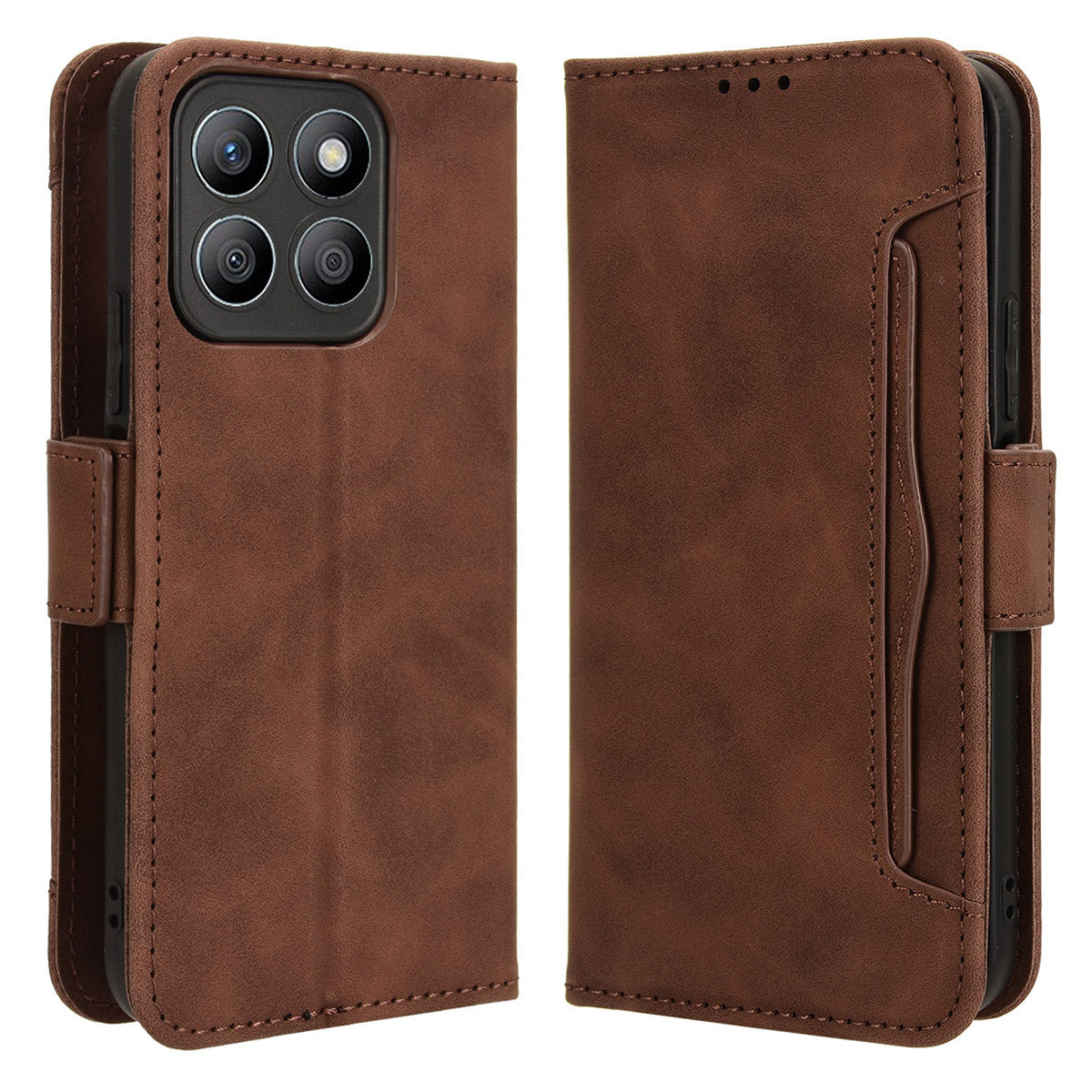 For Honor X8b 4G PU Leather Phone Case Stand Mobile Cover with Multiple Card Slots - Black