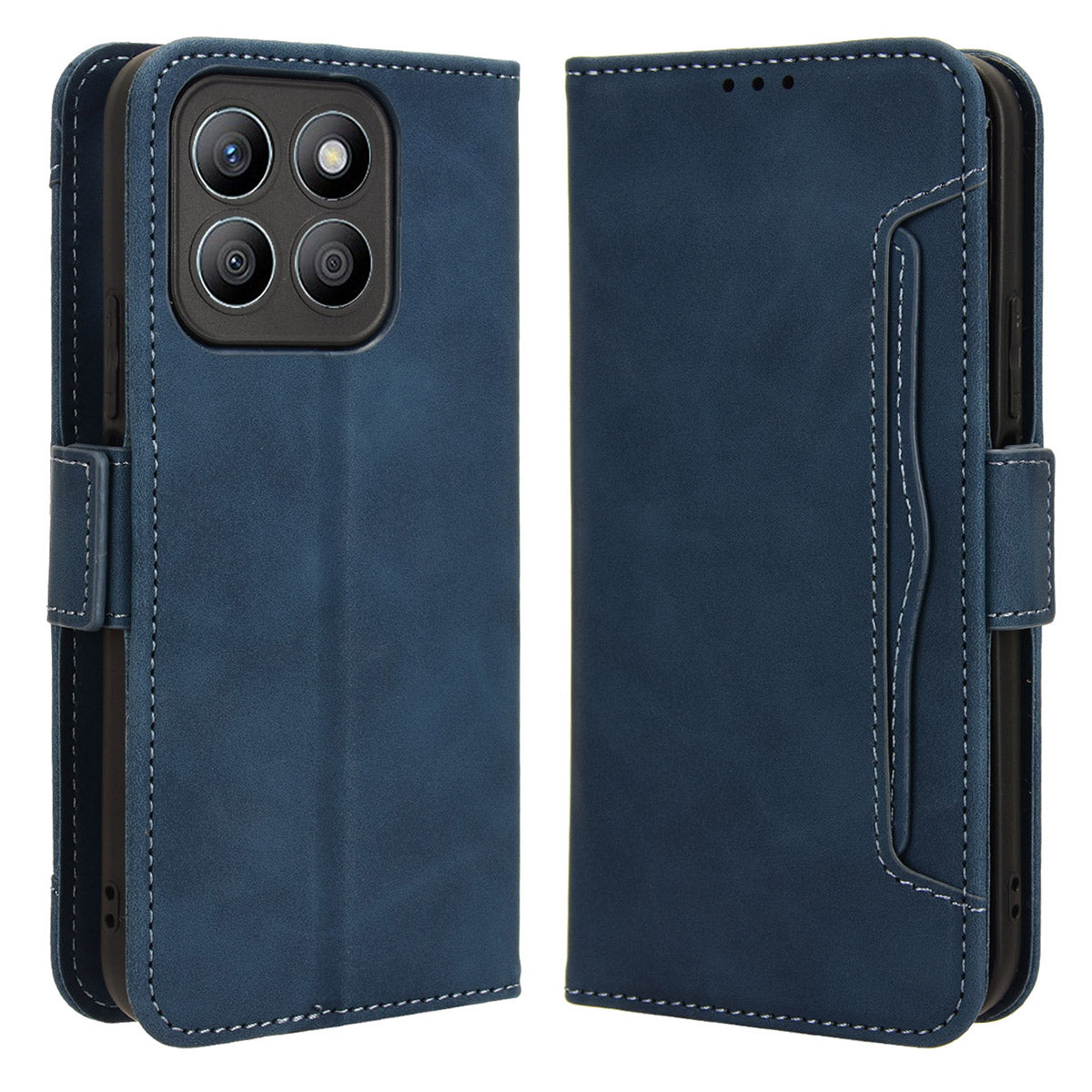 For Honor X8b 4G PU Leather Phone Case Stand Mobile Cover with Multiple Card Slots - Black