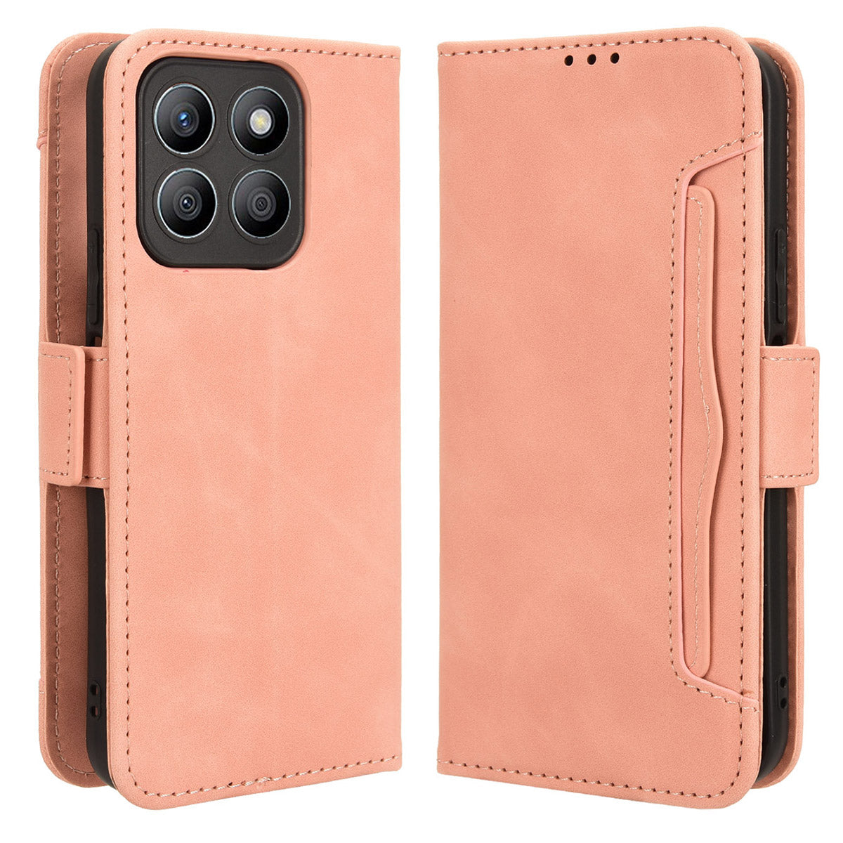 For Honor X8b 4G PU Leather Phone Case Stand Mobile Cover with Multiple Card Slots - Black