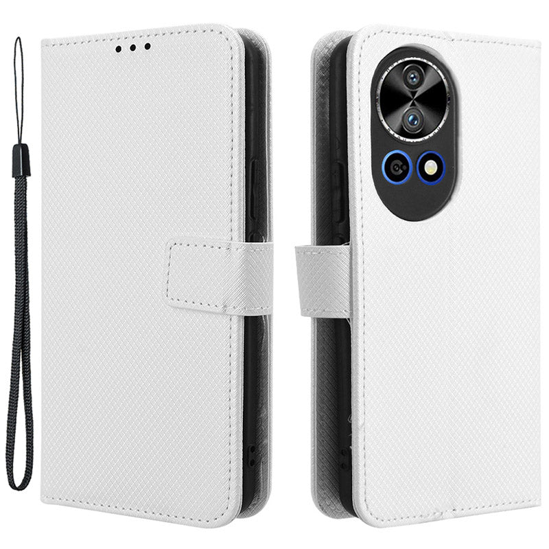For Huawei nova 12 5G Cell Phone Case Diamond Texture Flip Stand Wallet Anti-drop Leather Cover - Black