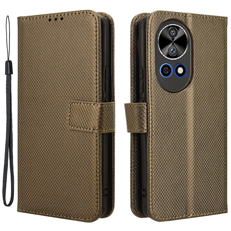 For Huawei nova 12 5G Cell Phone Case Diamond Texture Flip Stand Wallet Anti-drop Leather Cover - Black