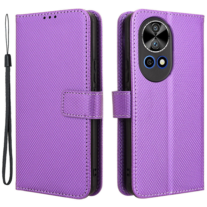 For Huawei nova 12 5G Cell Phone Case Diamond Texture Flip Stand Wallet Anti-drop Leather Cover - Black