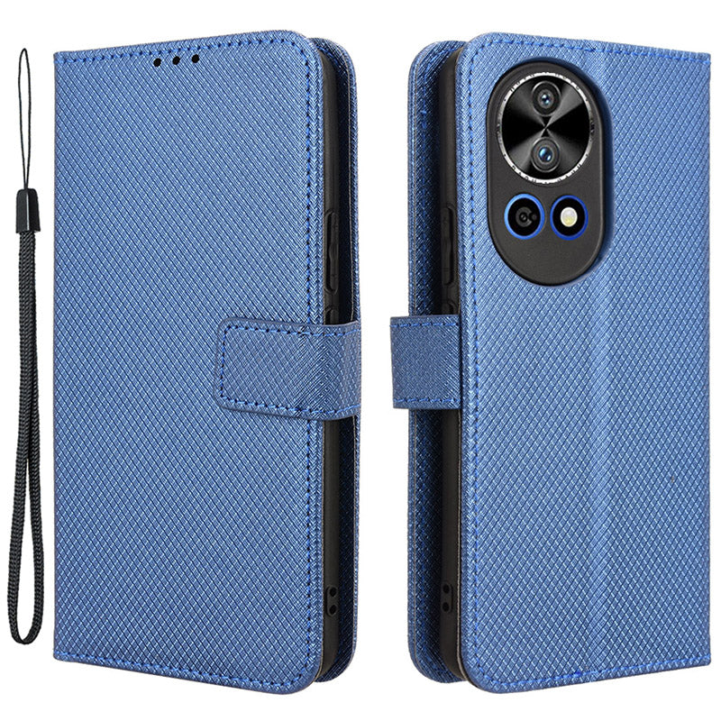 For Huawei nova 12 5G Cell Phone Case Diamond Texture Flip Stand Wallet Anti-drop Leather Cover - Black