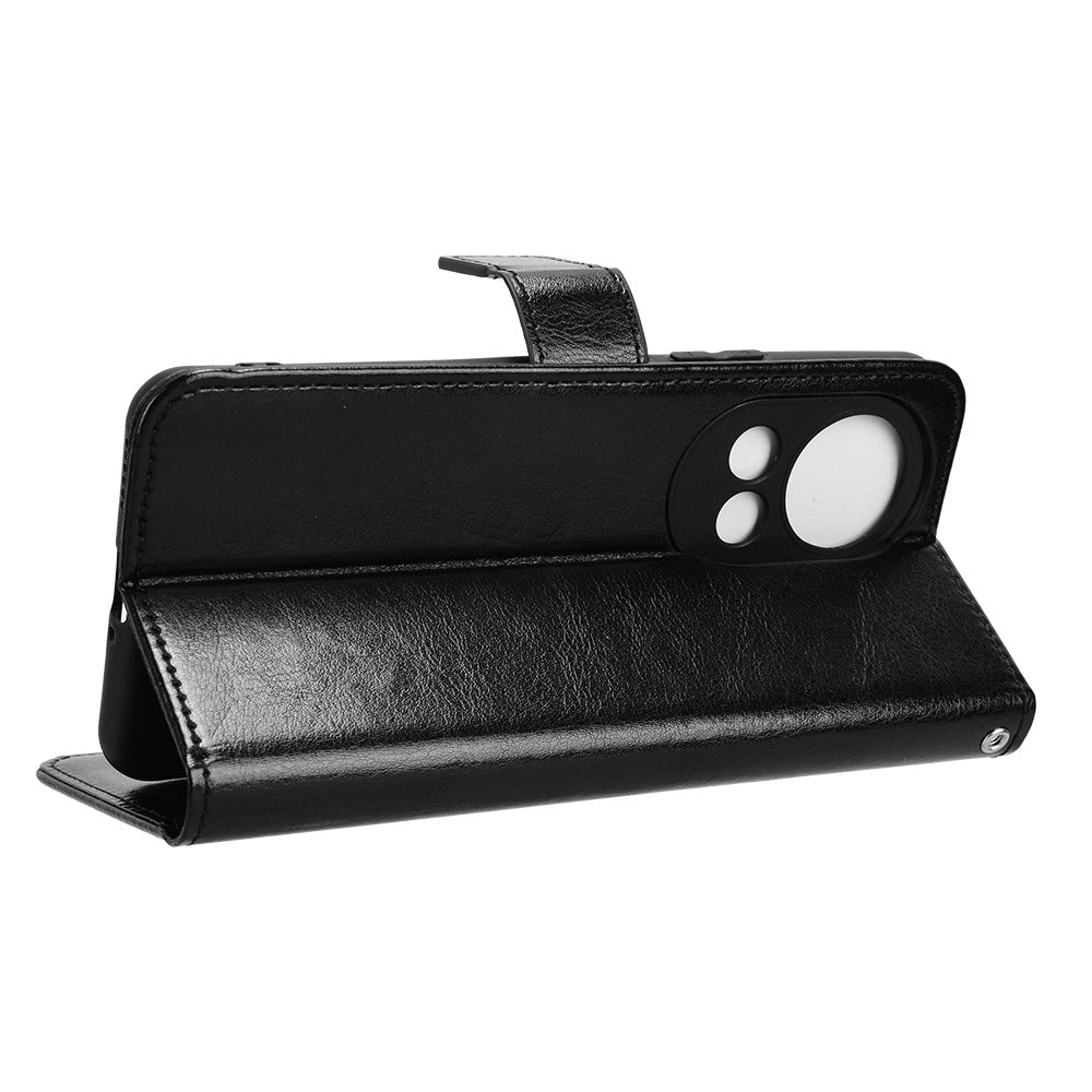 For Huawei nova 12 5G Cell Phone Case Magnetic Clasp Leather Wallet Support Stand Anti-fall Cover - Black