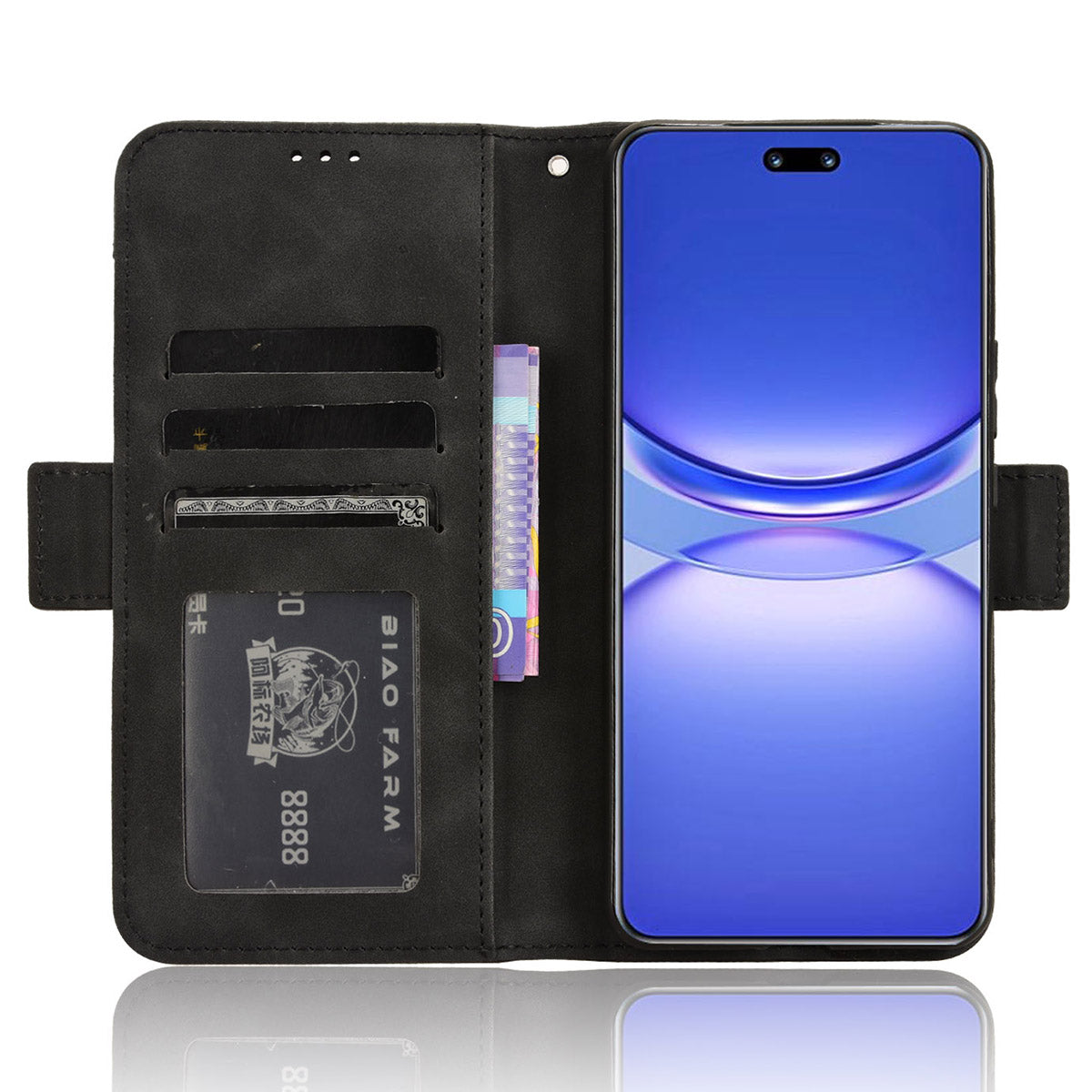 For Huawei nova 12 5G Case Anti-Scratch PU Leather Phone Shell Stand Multiple Card Slots Cover - Black