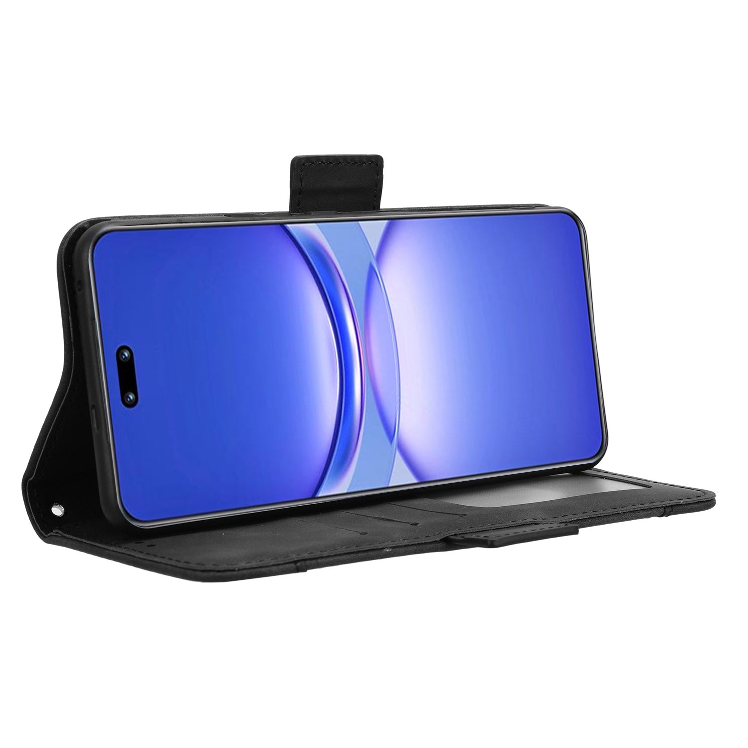 For Huawei nova 12 5G Case Anti-Scratch PU Leather Phone Shell Stand Multiple Card Slots Cover - Black