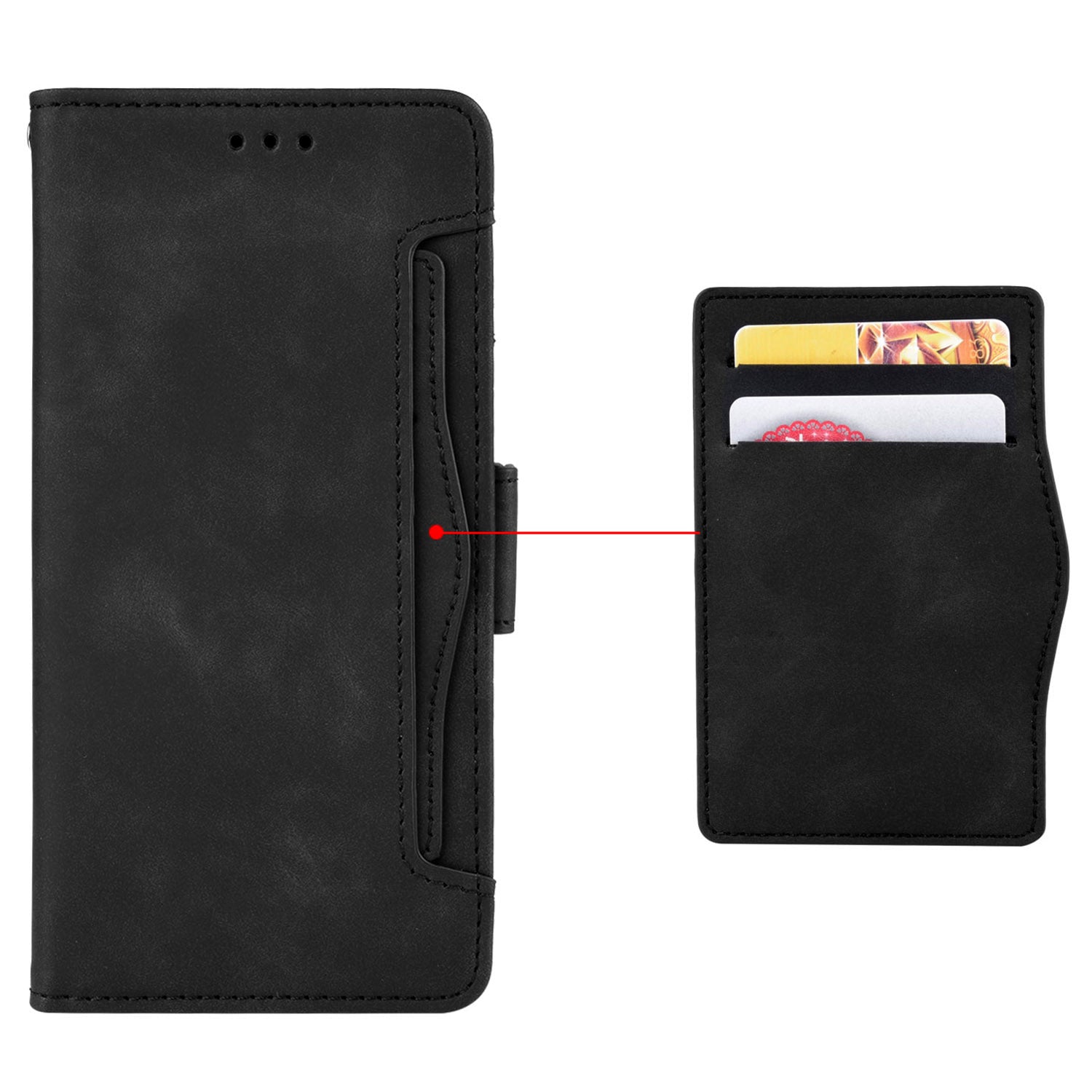 For Huawei nova 12 5G Case Anti-Scratch PU Leather Phone Shell Stand Multiple Card Slots Cover - Black