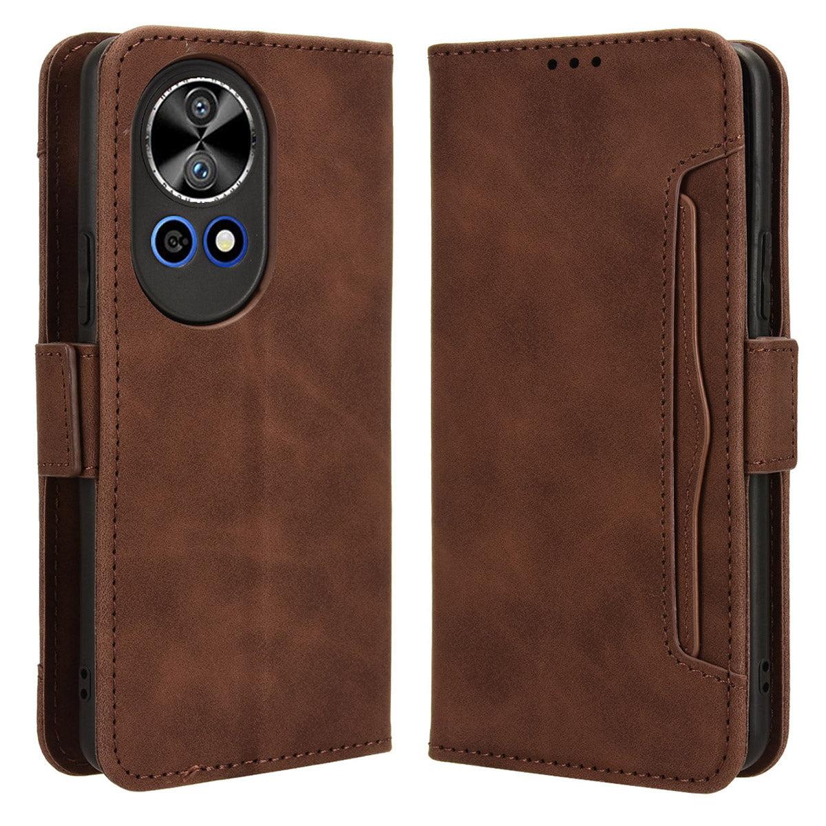 For Huawei nova 12 5G Case Anti-Scratch PU Leather Phone Shell Stand Multiple Card Slots Cover - Black