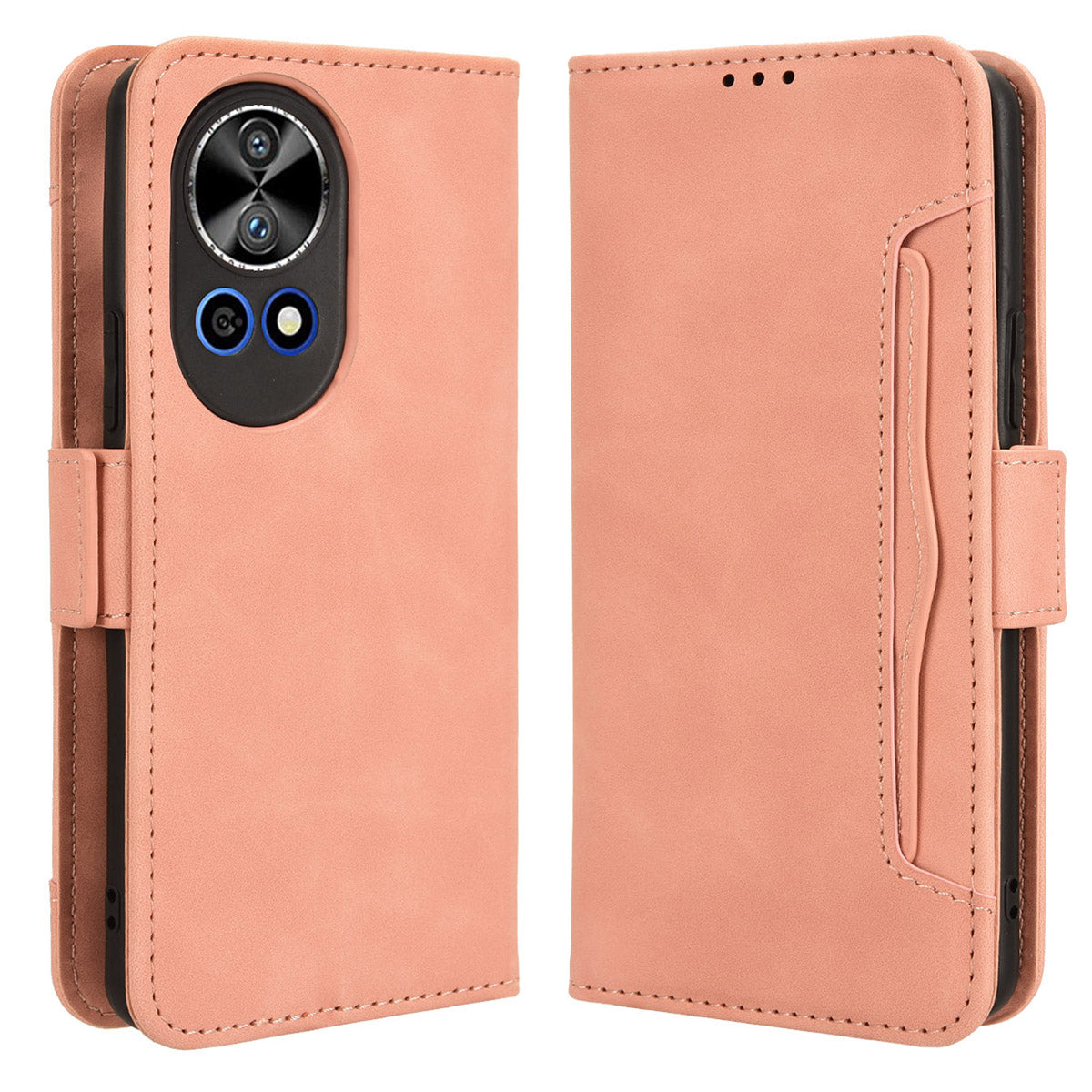For Huawei nova 12 5G Case Anti-Scratch PU Leather Phone Shell Stand Multiple Card Slots Cover - Black