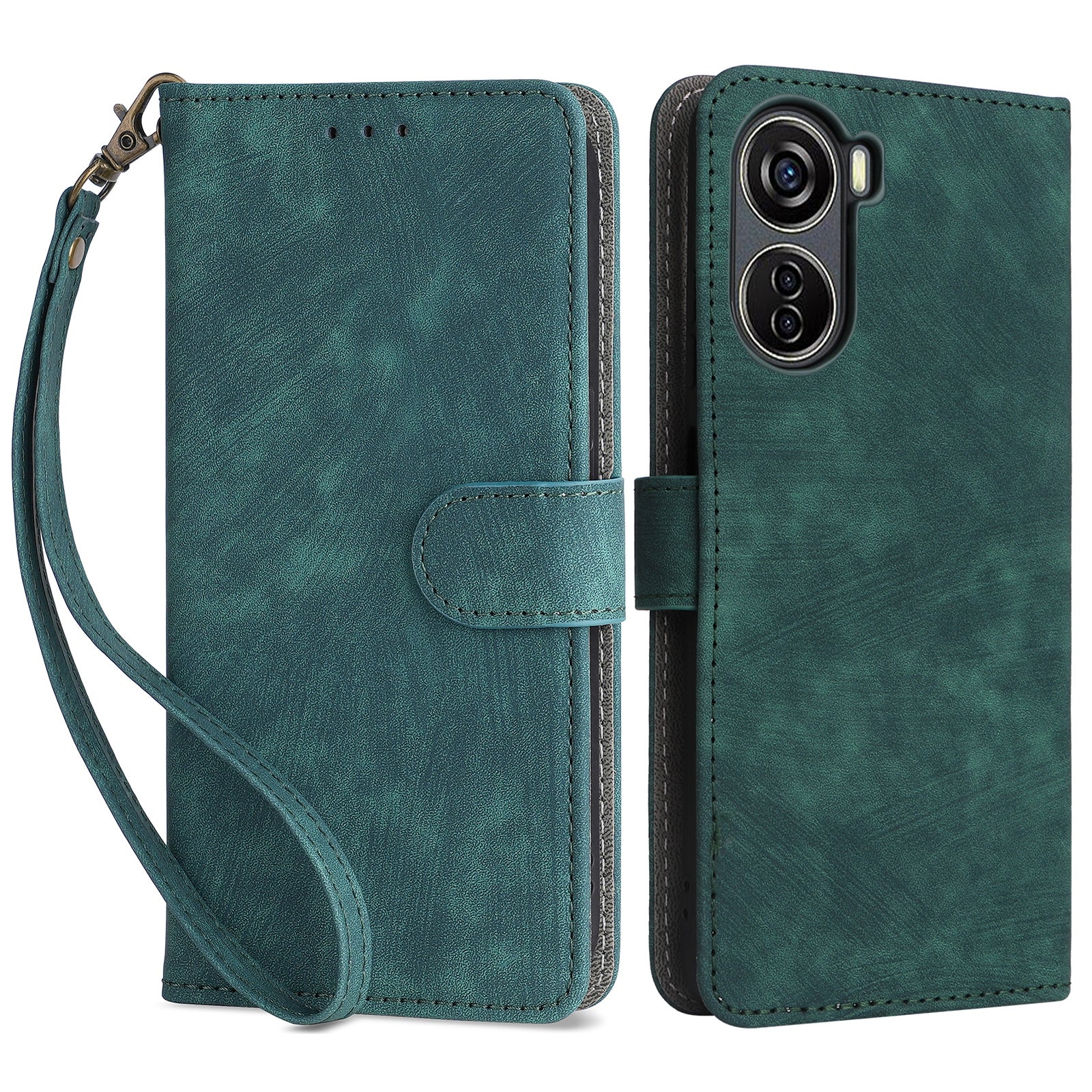 For ZTE Blade V41 Vita 5G / Axon 40 Lite / Blade V40 Design / V50 Design 5G / nubia Neo 5G Leather Case Phone Cover RFID Blocking - Black