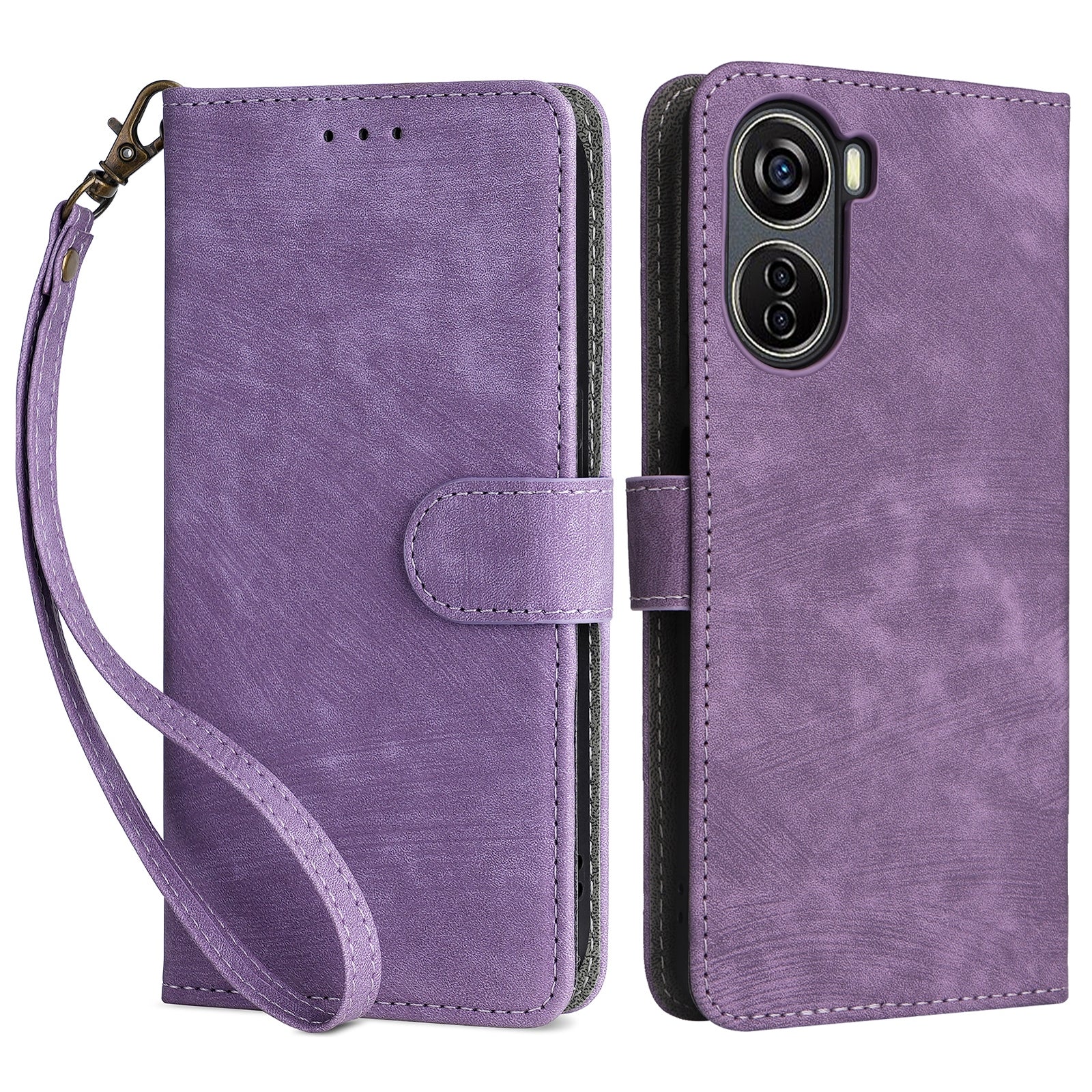 For ZTE Blade V41 Vita 5G / Axon 40 Lite / Blade V40 Design / V50 Design 5G / nubia Neo 5G Leather Case Phone Cover RFID Blocking - Black