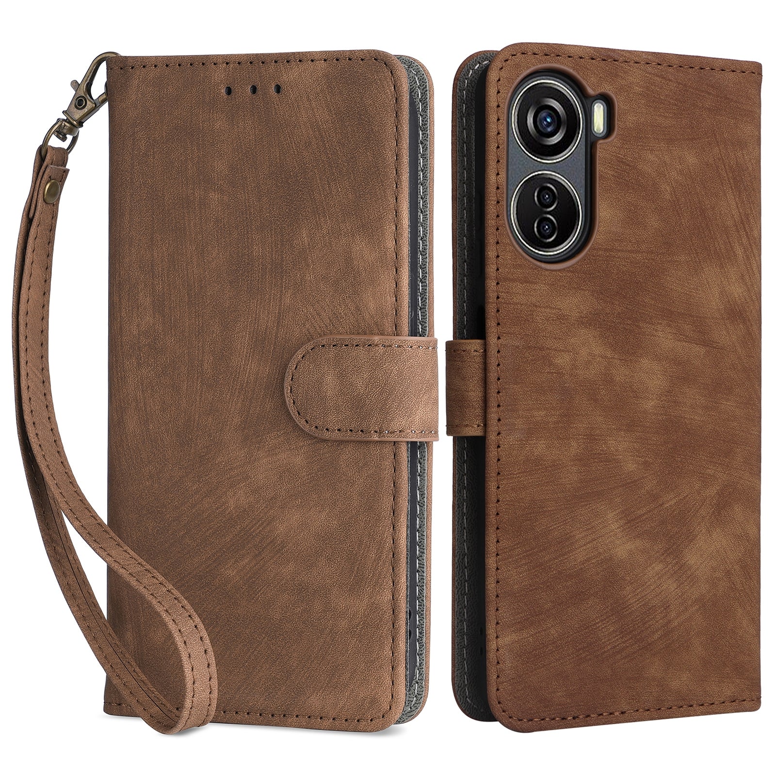 For ZTE Blade V41 Vita 5G / Axon 40 Lite / Blade V40 Design / V50 Design 5G / nubia Neo 5G Leather Case Phone Cover RFID Blocking - Black