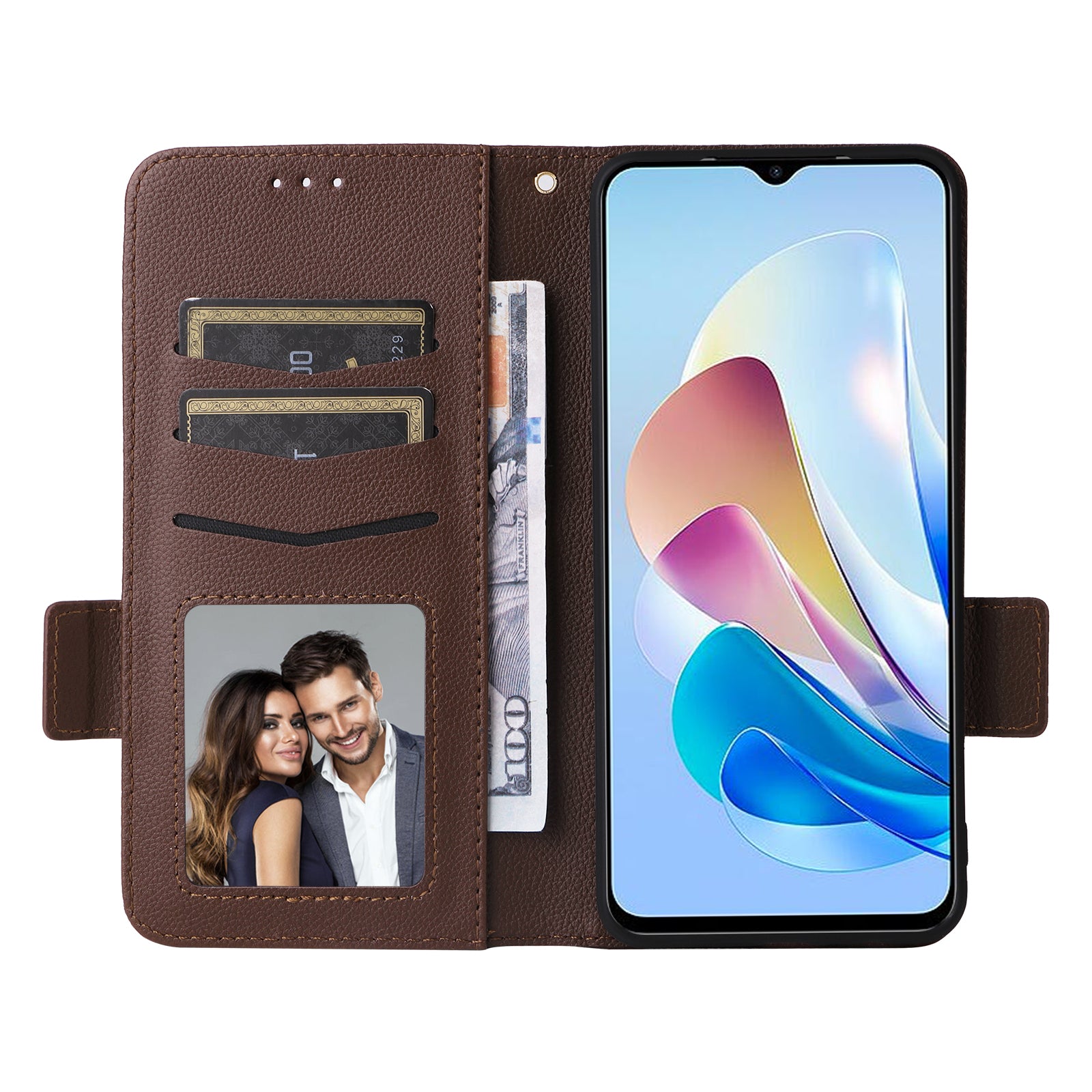 For ZTE Blade V41 Vita 5G / Axon 40 Lite / Blade V40 Design / V50 Design 5G / nubia Neo 5G Case Wallet Phone Cover Litchi Texture - Brown
