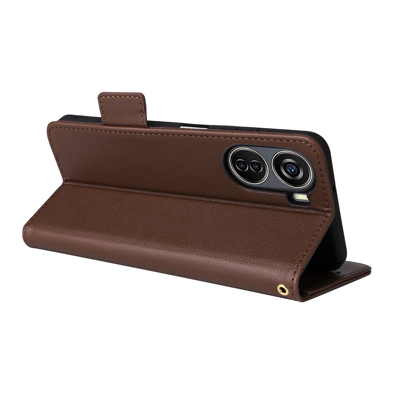 For ZTE Blade V41 Vita 5G / Axon 40 Lite / Blade V40 Design / V50 Design 5G / nubia Neo 5G Case Wallet Phone Cover Litchi Texture - Brown