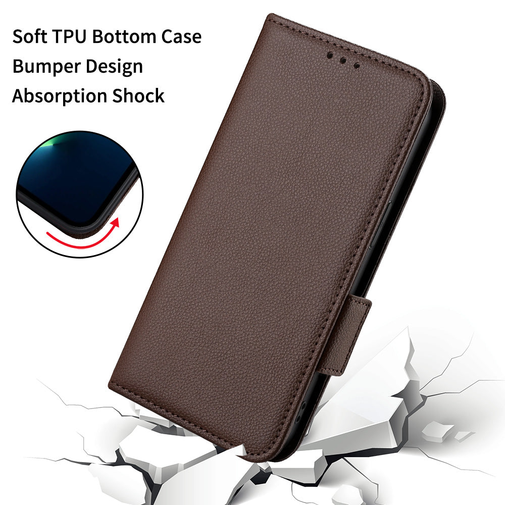 For ZTE Blade V41 Vita 5G / Axon 40 Lite / Blade V40 Design / V50 Design 5G / nubia Neo 5G Case Wallet Phone Cover Litchi Texture - Brown