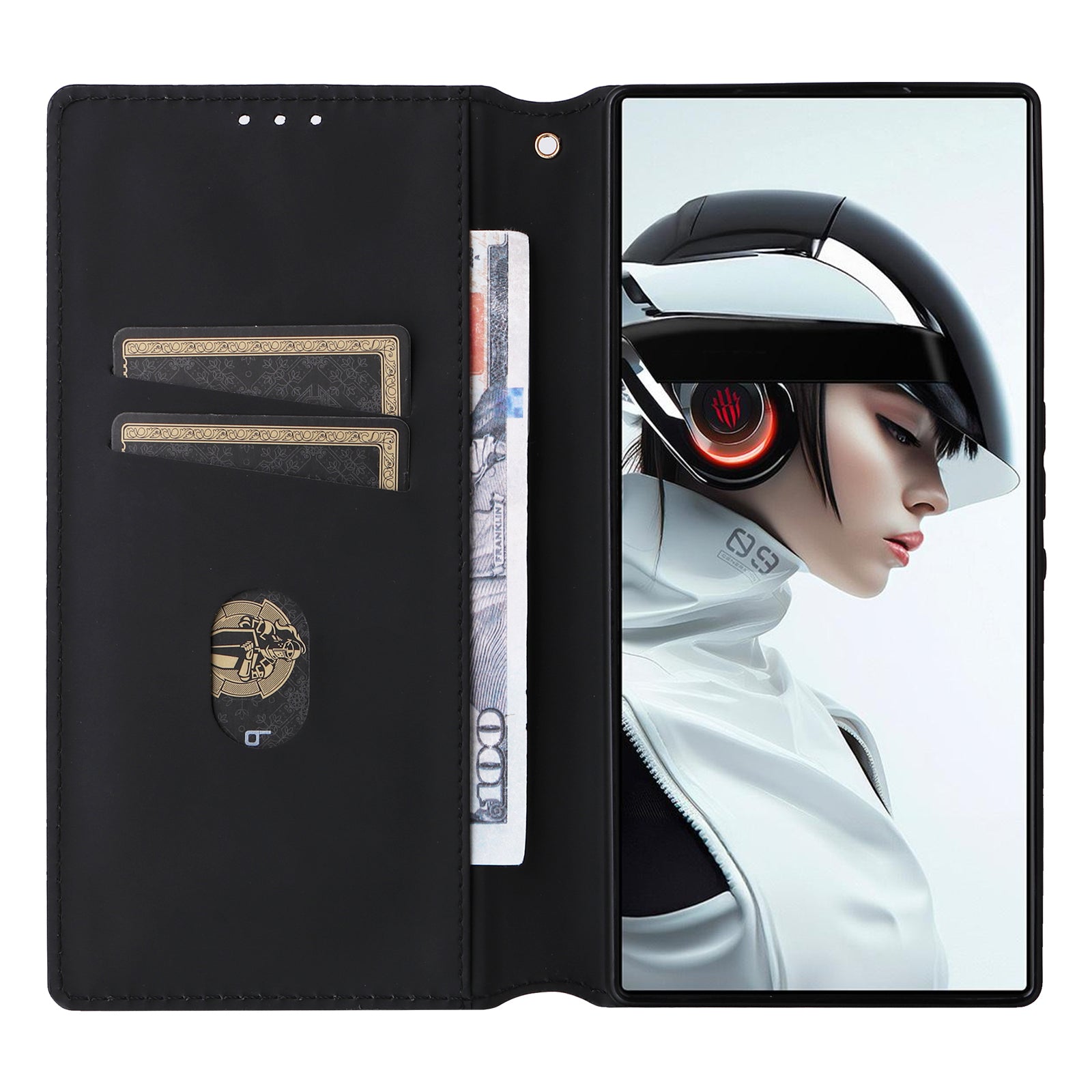 For ZTE nubia Red Magic 9 Pro+ 5G / Red Magic 9 Pro 5G Case Phone Stand Magnetic Phone Cover - Black