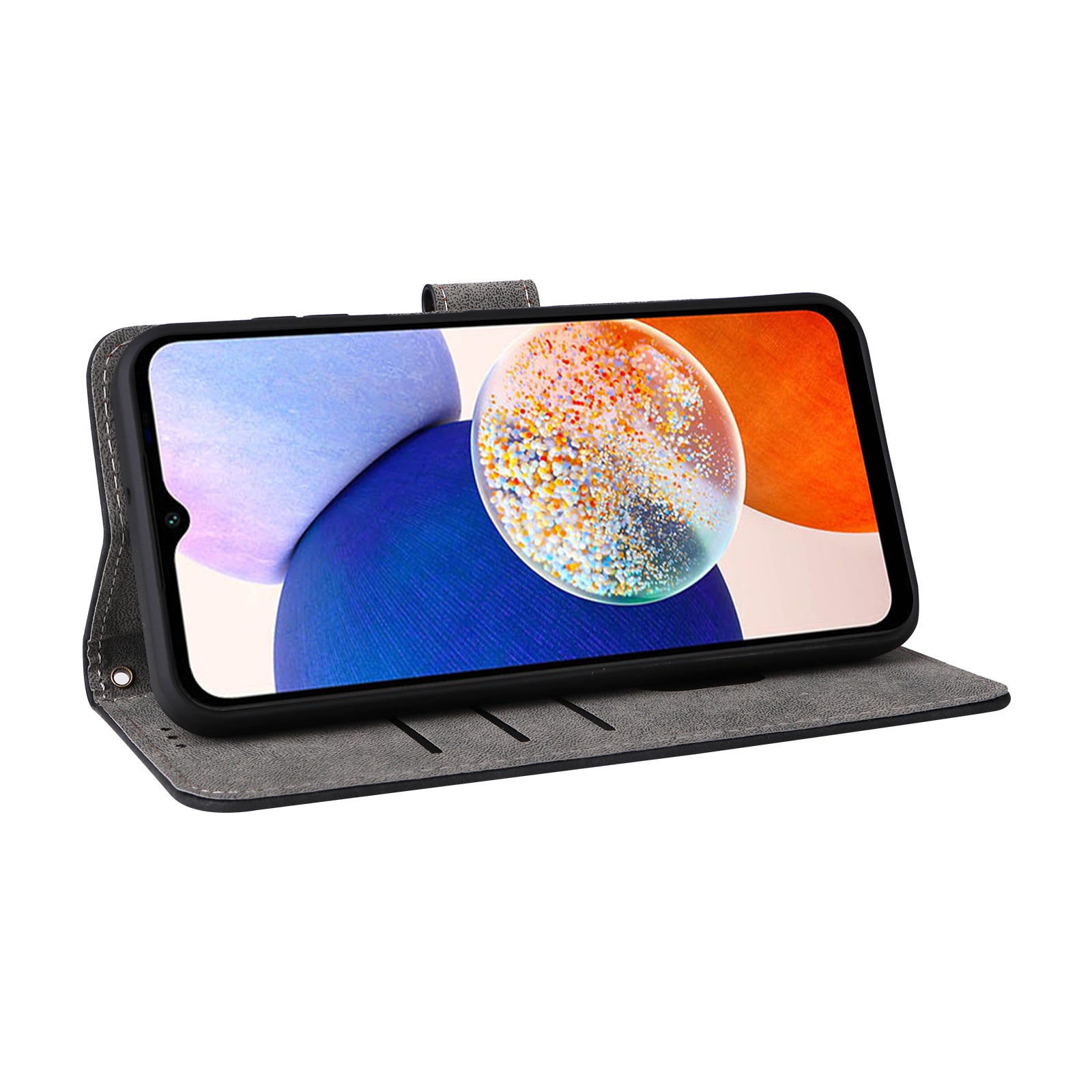 For Samsung Galaxy A15 5G / 4G Case RFID Blocking Phone Stand Cover Card Pouch with Hand Strap - Black