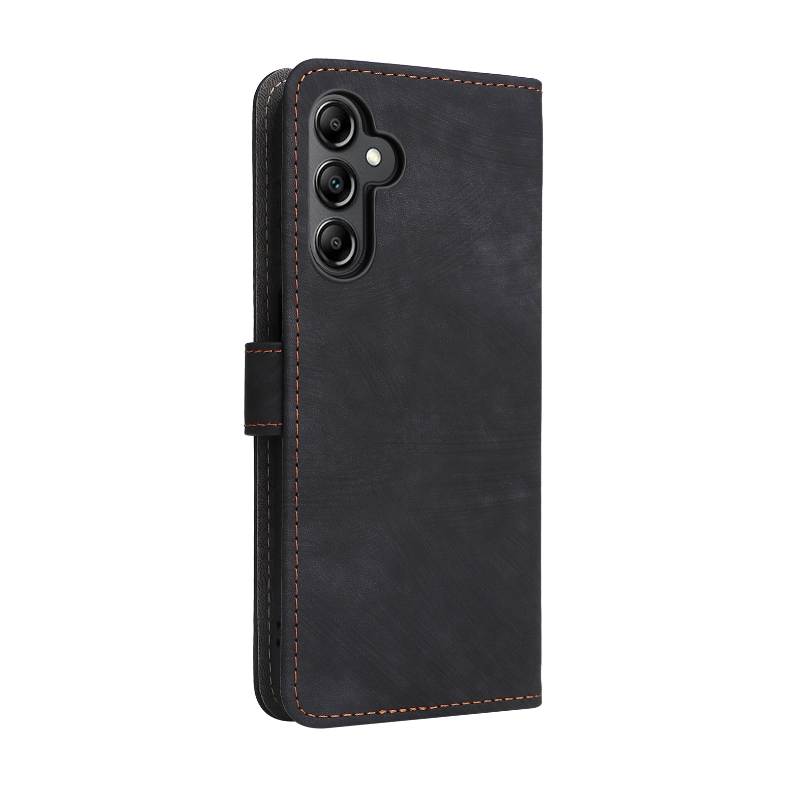 For Samsung Galaxy A15 5G / 4G Case RFID Blocking Phone Stand Cover Card Pouch with Hand Strap - Black