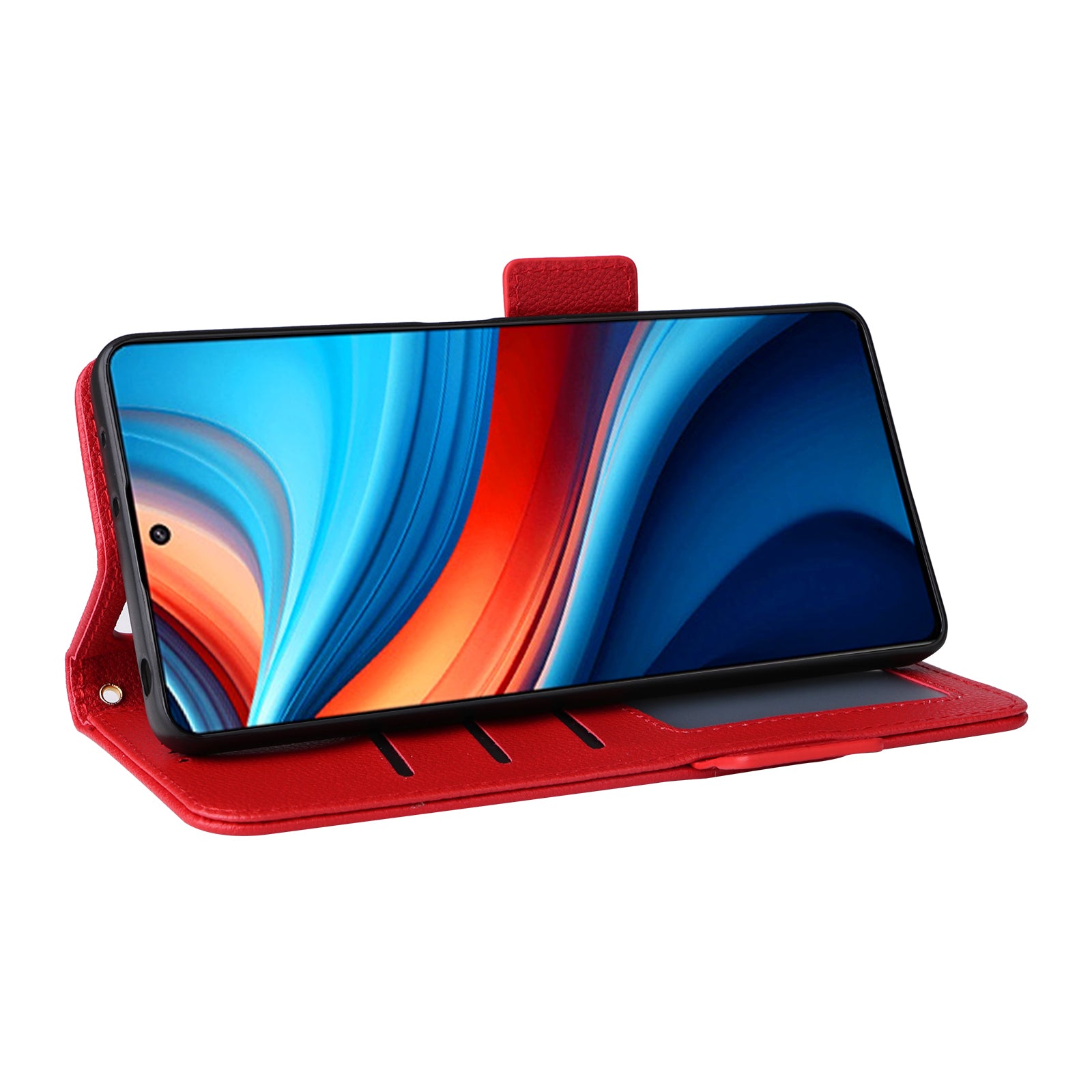 For Xiaomi Redmi Note 13R Pro 5G / Poco X6 Neo 5G Phone Case PU Leather Card Slots Magnetic Closure Cover Full Protection - Red