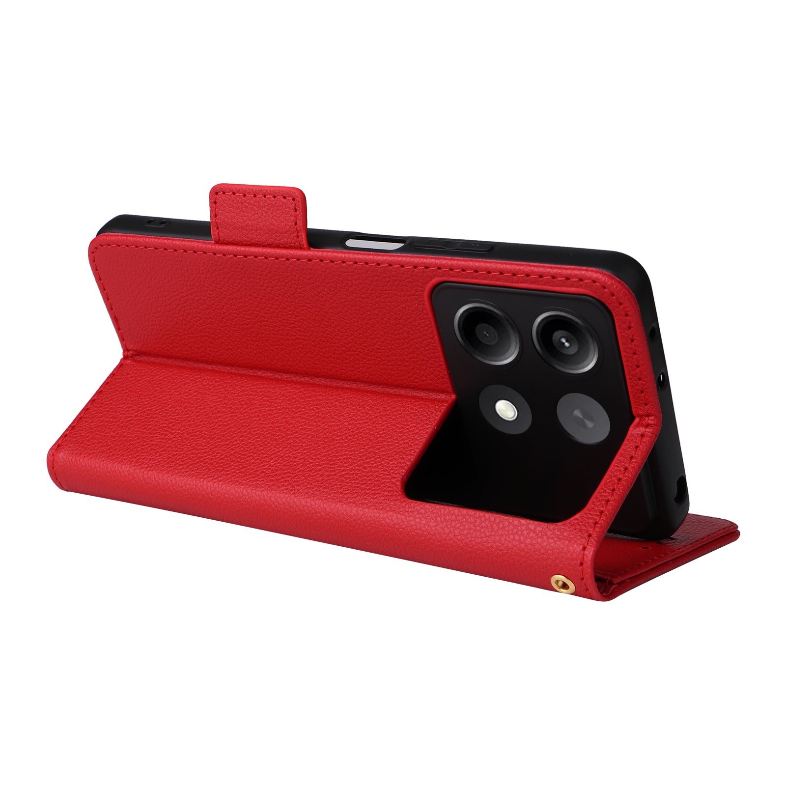 For Xiaomi Redmi Note 13R Pro 5G / Poco X6 Neo 5G Phone Case PU Leather Card Slots Magnetic Closure Cover Full Protection - Red