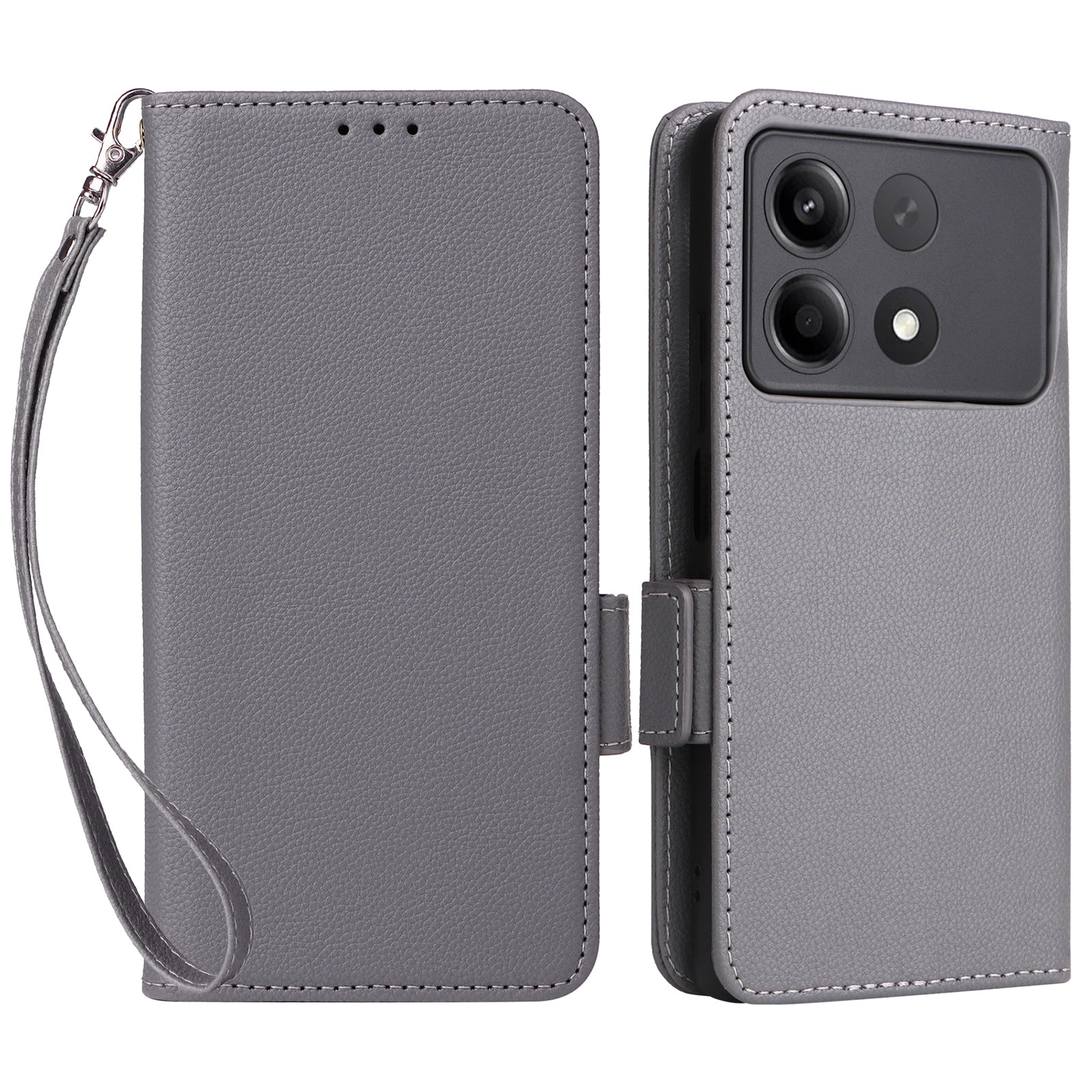 For Xiaomi Redmi Note 13R Pro 5G / Poco X6 Neo 5G Phone Case PU Leather Card Slots Magnetic Closure Cover Full Protection - Red