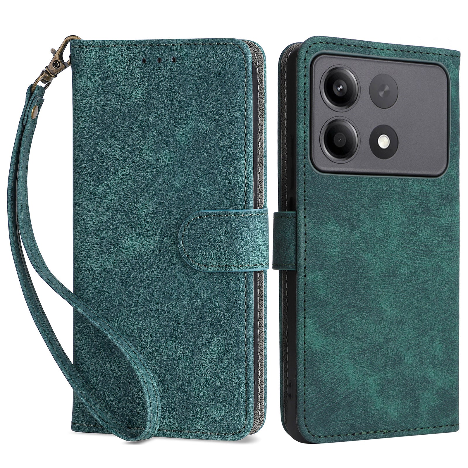 For Xiaomi Redmi Note 13R Pro 5G / Poco X6 Neo 5G Case RFID Blocking Wallet PU Leather+TPU Phone Cover - Green