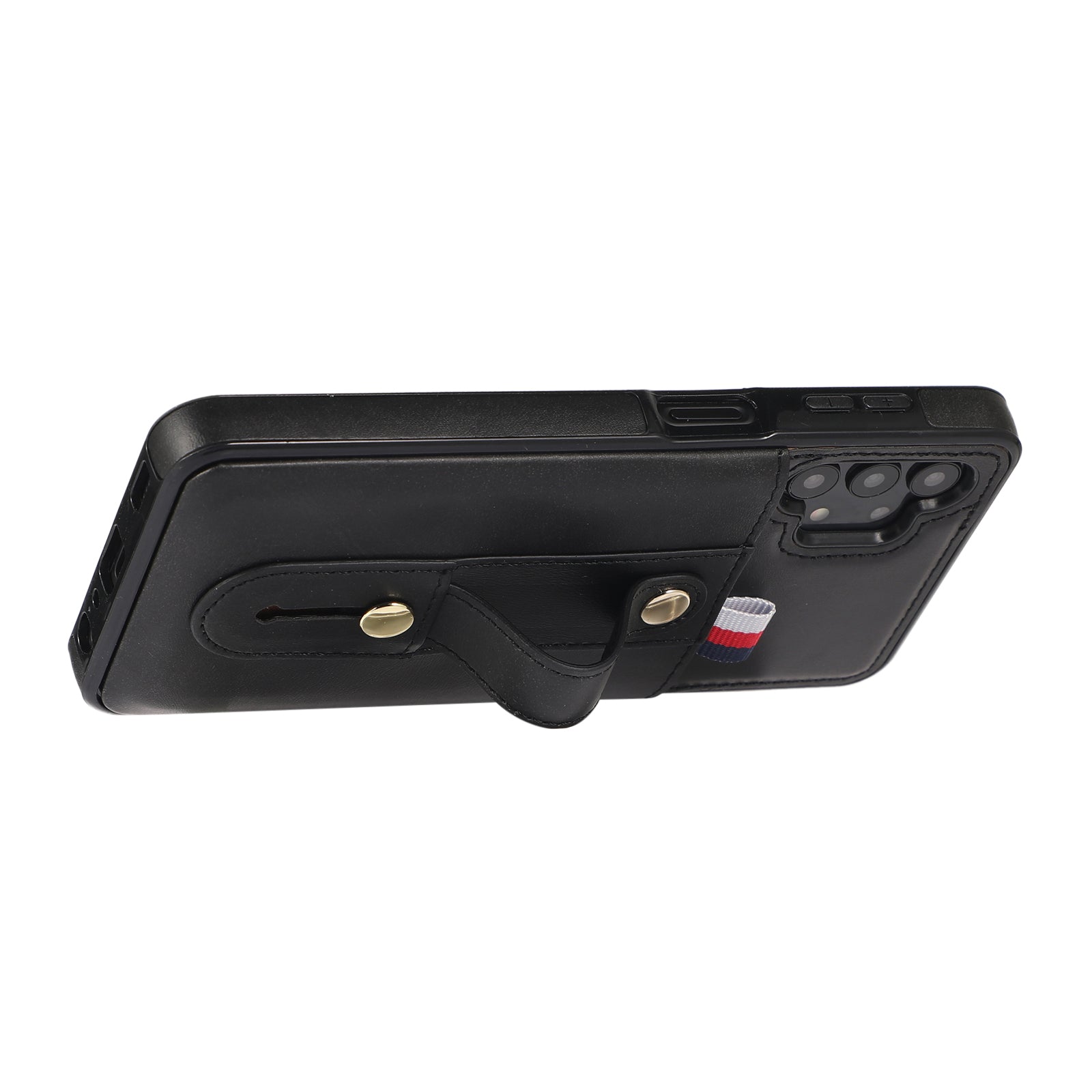 For Samsung Galaxy A33 5G Retro Phone Case Card Holder Kickstand Cover - Black