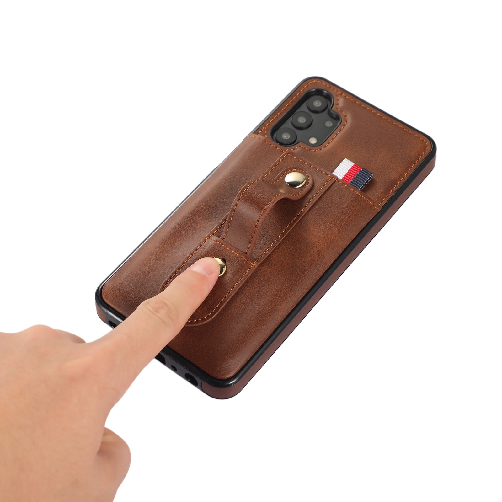 For Samsung Galaxy A73 5G Case Hidden Card Holder Retro PU Leather Coated TPU Phone Cover - Brown