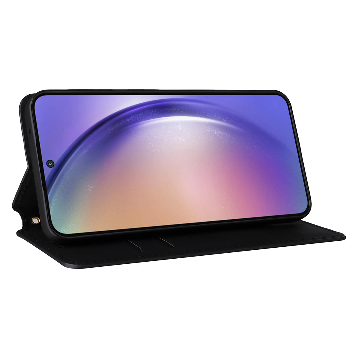 For Samsung Galaxy A55 5G Anti-Scratch Phone Case Stand Magnetic Cell Phone Cover - Black