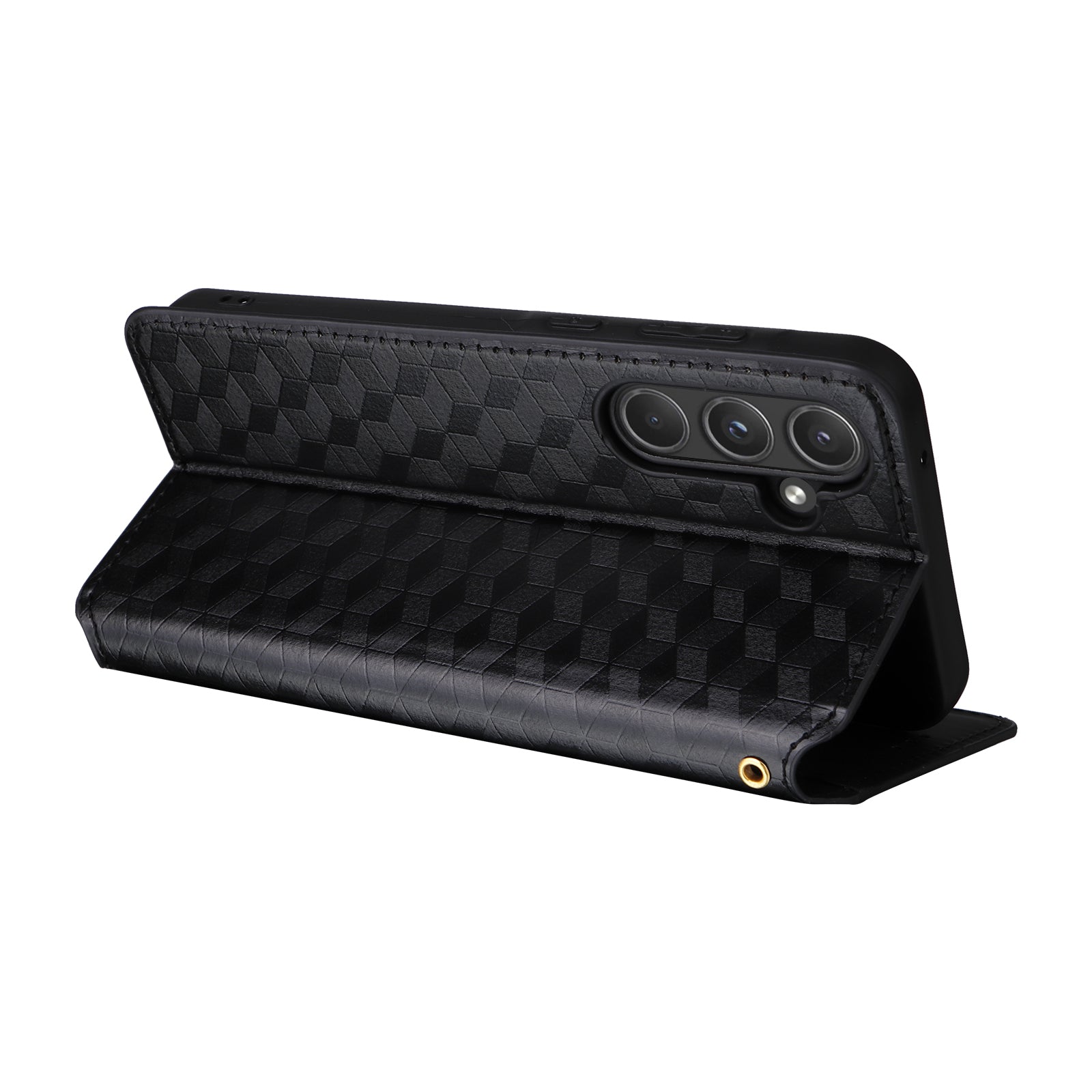 For Samsung Galaxy A55 5G Anti-Scratch Phone Case Stand Magnetic Cell Phone Cover - Black