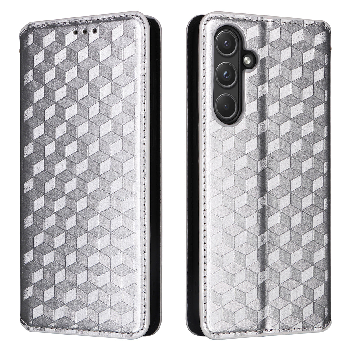 For Samsung Galaxy A55 5G Anti-Scratch Phone Case Stand Magnetic Cell Phone Cover - Black