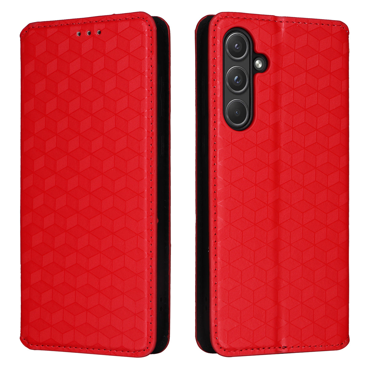 For Samsung Galaxy A55 5G Anti-Scratch Phone Case Stand Magnetic Cell Phone Cover - Black