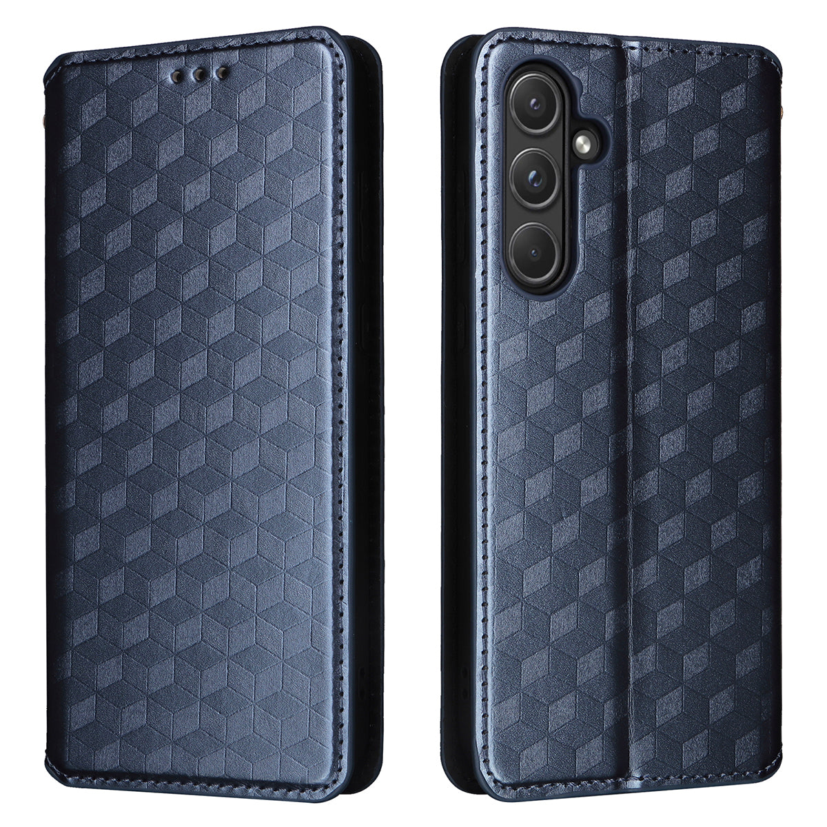 For Samsung Galaxy A55 5G Anti-Scratch Phone Case Stand Magnetic Cell Phone Cover - Black