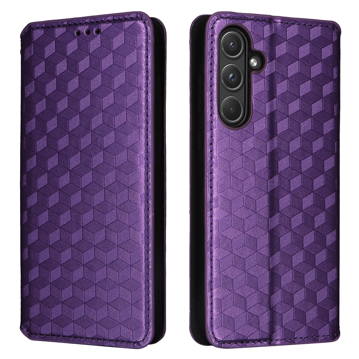 For Samsung Galaxy A55 5G Anti-Scratch Phone Case Stand Magnetic Cell Phone Cover - Black