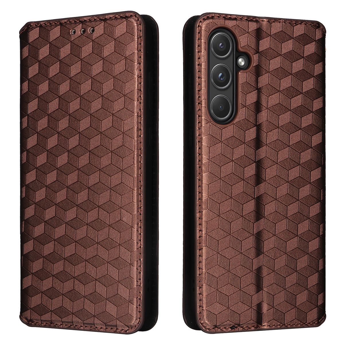 For Samsung Galaxy A55 5G Anti-Scratch Phone Case Stand Magnetic Cell Phone Cover - Black