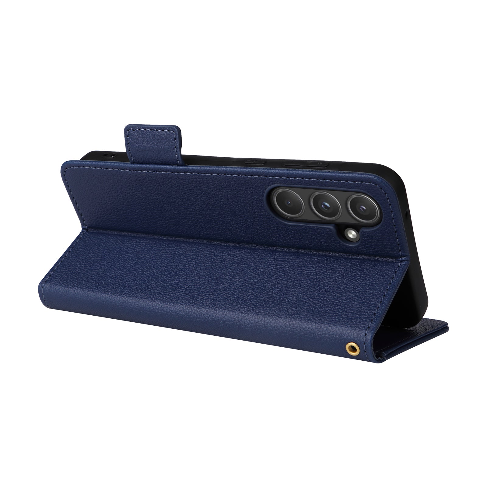 For Samsung Galaxy A55 5G Flip Wallet Leather Case Litchi Texture Phone Cover - Dark Blue