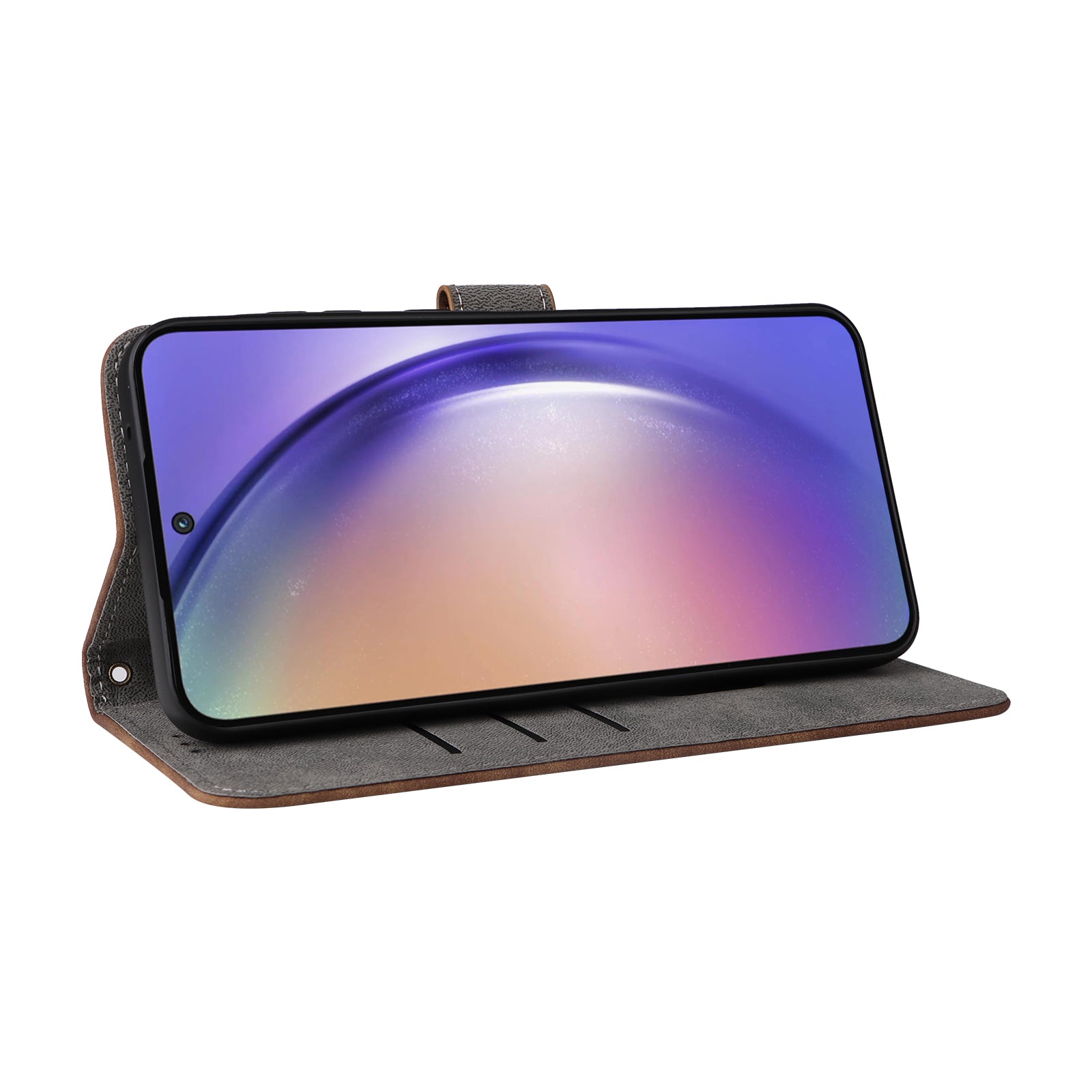 For Samsung Galaxy A55 5G Stand Case Shockproof Shell RFID Blocking Phone Cover Wallet - Brown