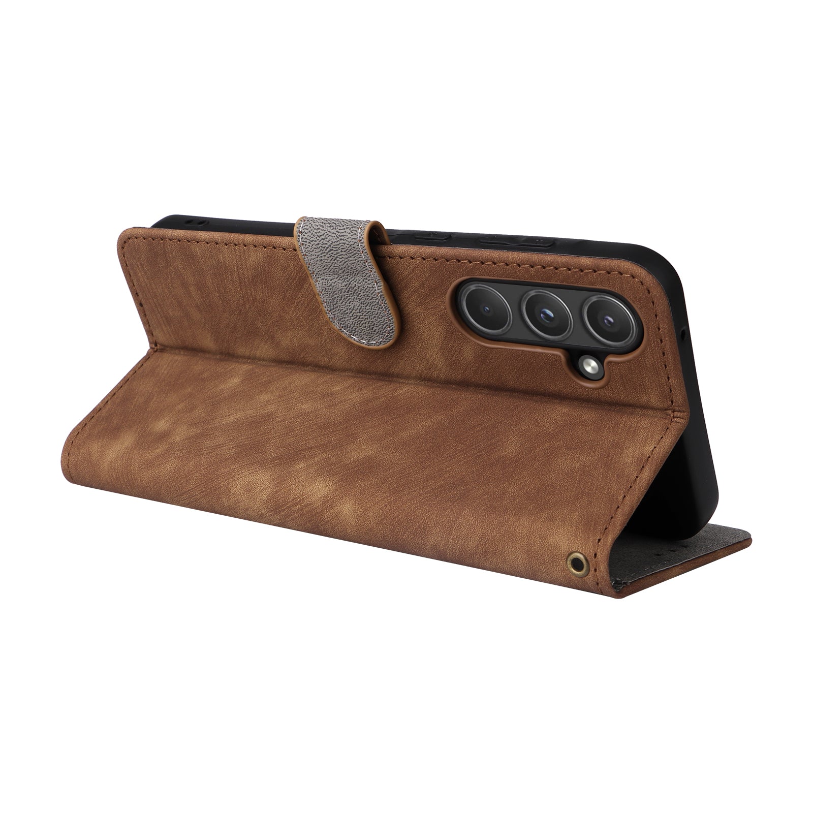 For Samsung Galaxy A55 5G Stand Case Shockproof Shell RFID Blocking Phone Cover Wallet - Brown