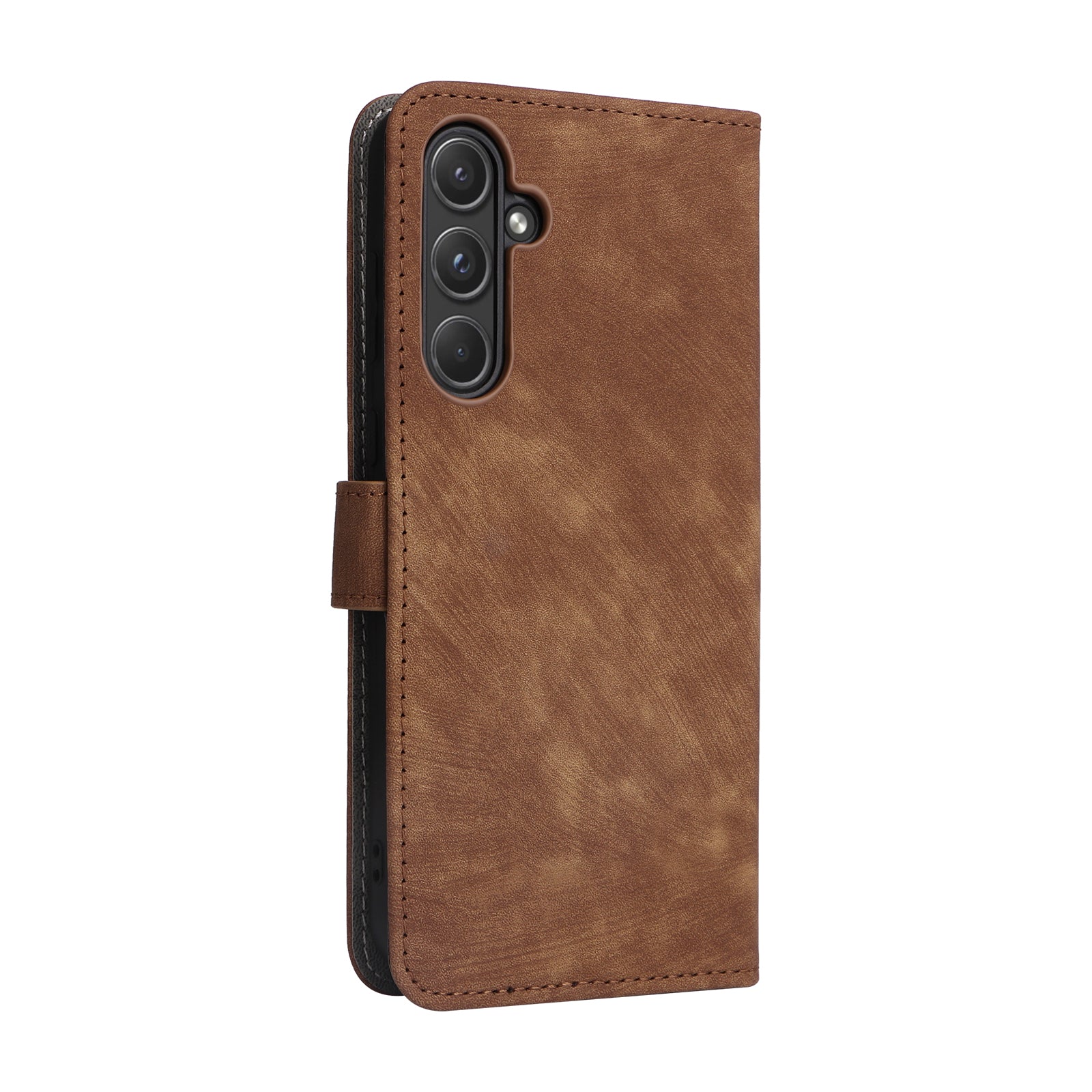 For Samsung Galaxy A55 5G Stand Case Shockproof Shell RFID Blocking Phone Cover Wallet - Brown