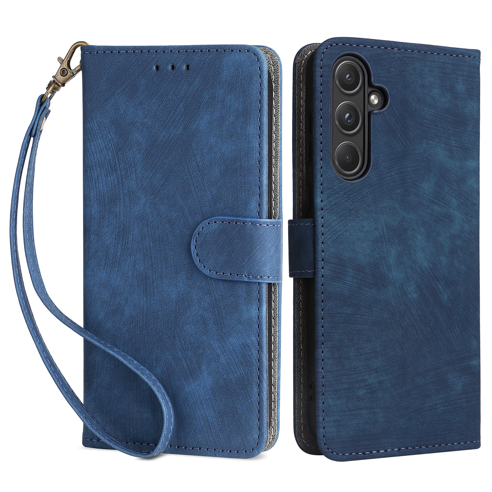 For Samsung Galaxy A55 5G Stand Case Shockproof Shell RFID Blocking Phone Cover Wallet - Brown