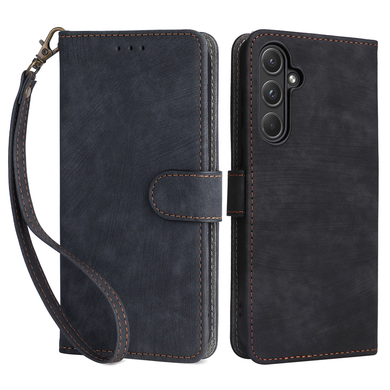 For Samsung Galaxy A55 5G Stand Case Shockproof Shell RFID Blocking Phone Cover Wallet - Brown