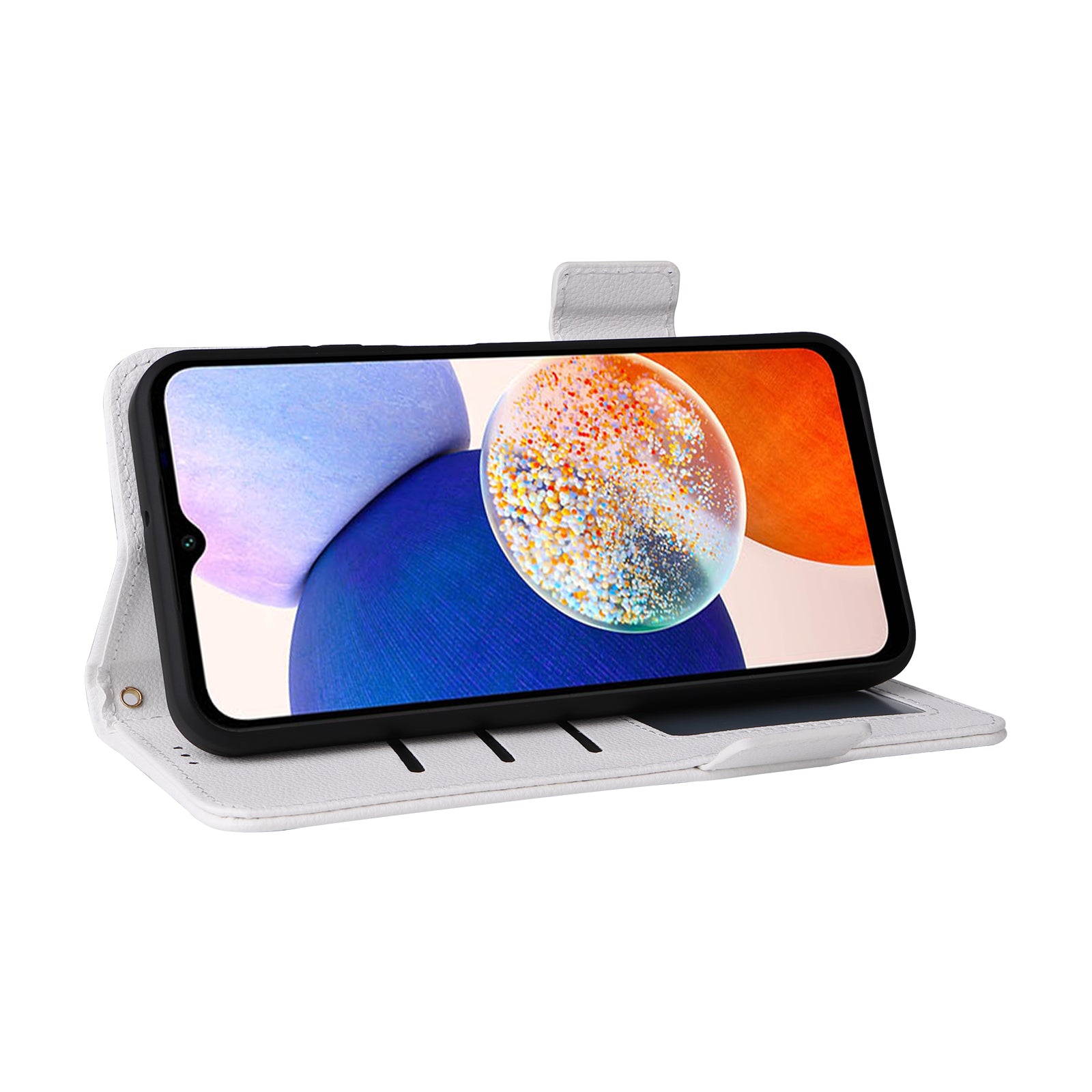 For Samsung Galaxy A15 4G / 5G Wallet Case PU Leather Litchi Texture Phone Stand Cover - White